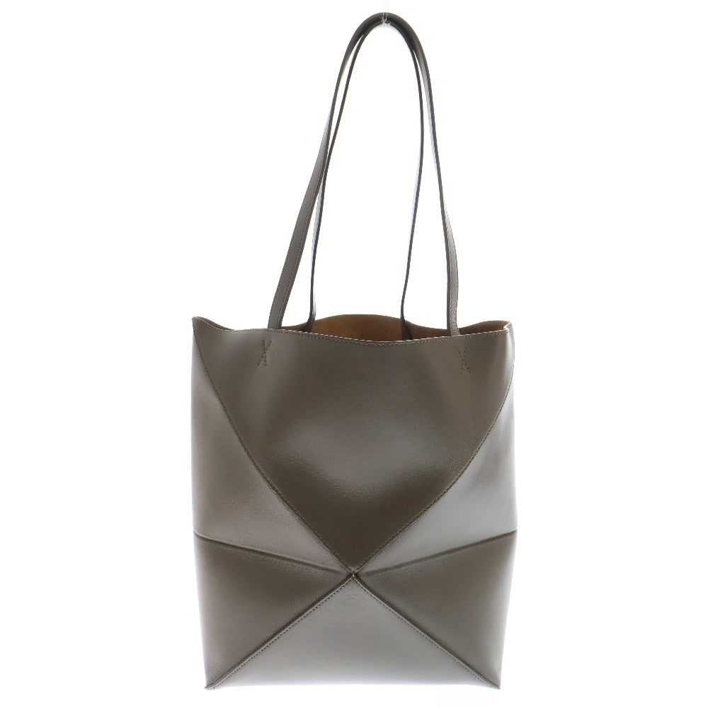 LOEWE(ロエベ) パズルフォルド トート ミディアム ハンドバッグ オリーブ シャイニーカーフ レザー