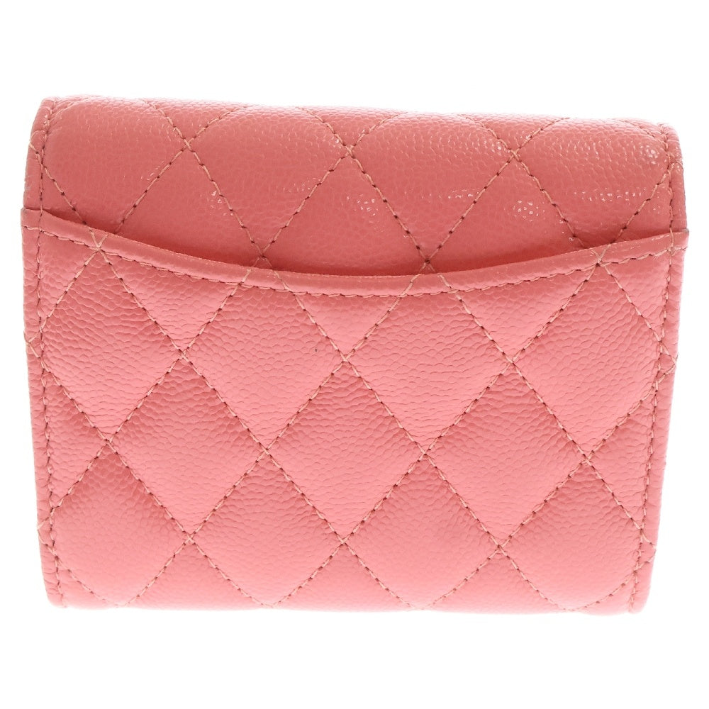 CHANEL(シャネル) マトラッセ キャビアスキンクラシックスモールウォレット 三つ折り財布 ピンク A84029