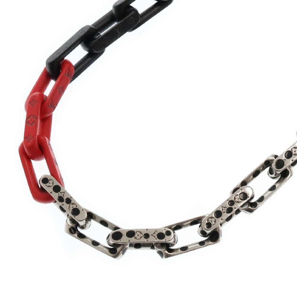 LOUIS VUITTON(ルイヴィトン) ×草間彌生 コリエ モノグラム インフィニティドット チェーンネックレス シルバー×ブラック×レッド M01087