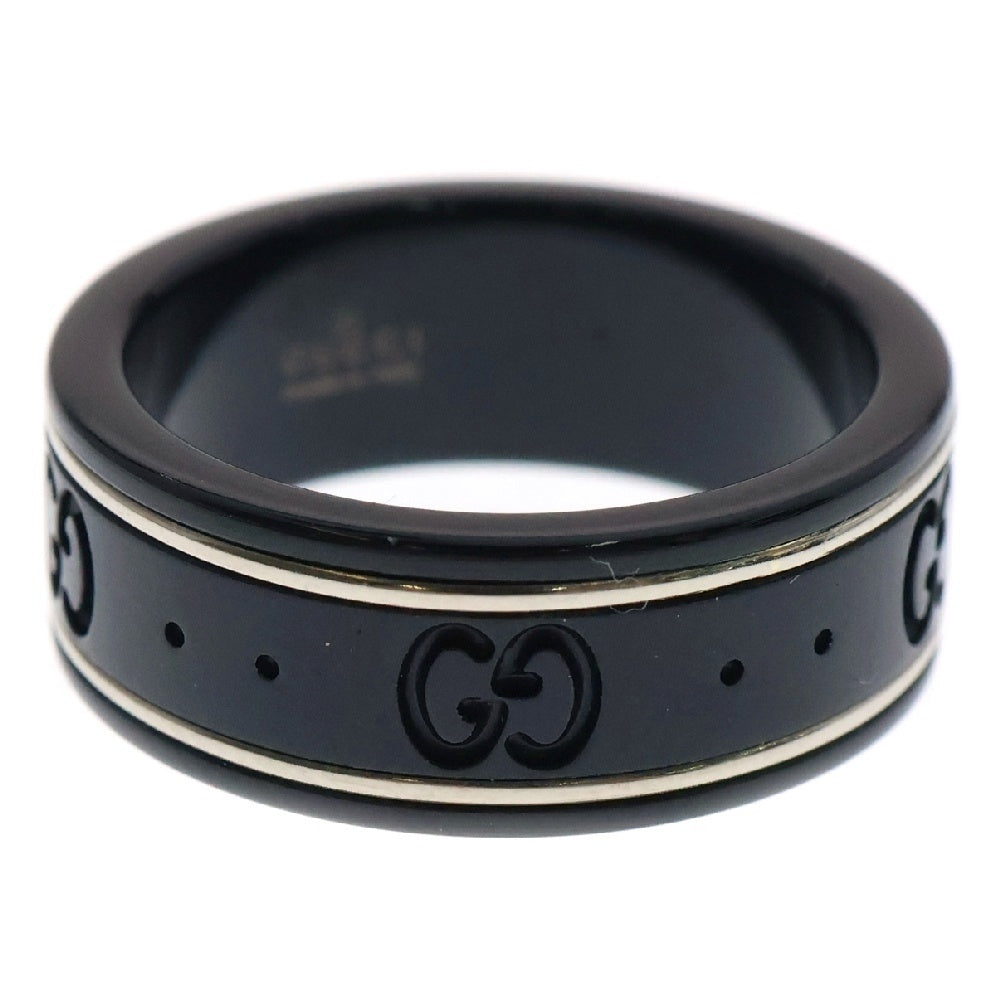 GUCCI(グッチ) GGロゴ アイコン シンバンド リング ブラック×ゴールド