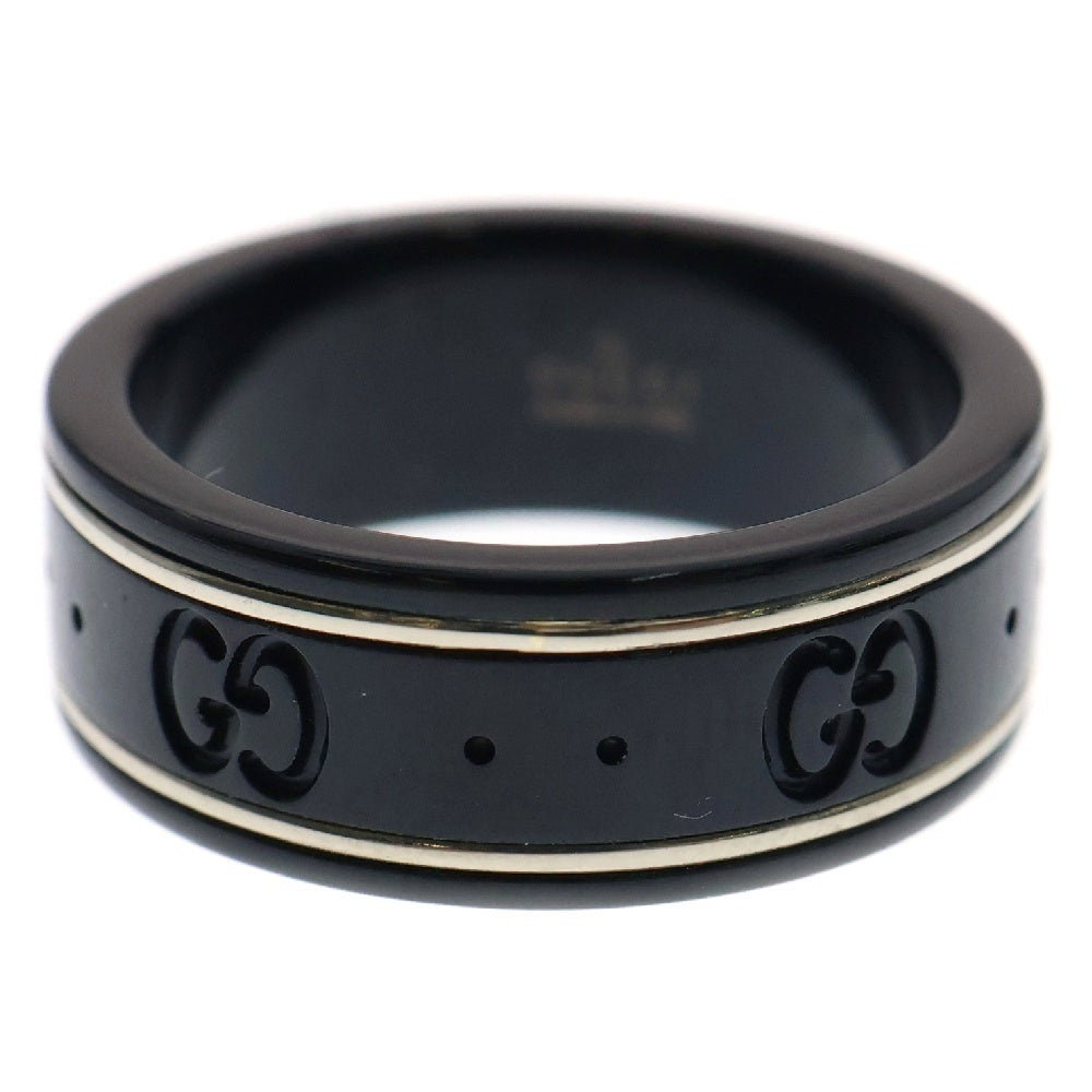 GUCCI(グッチ) GGロゴ アイコン シンバンド リング ブラック×ゴールド
