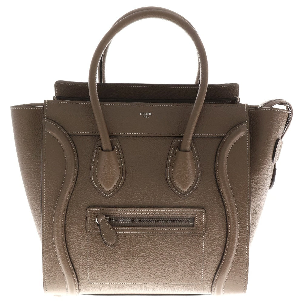 CELINE(セリーヌ) ラゲージ マイクロショッパー スリ レザー トートバッグ ハンドバッグ ブラウン シルバー金具
