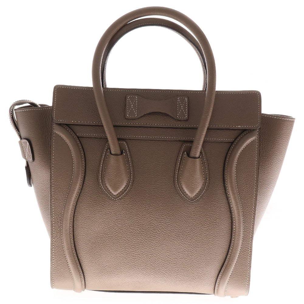 CELINE(セリーヌ) ラゲージ マイクロショッパー スリ レザー トートバッグ ハンドバッグ ブラウン シルバー金具