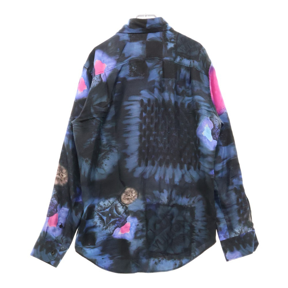 LOUIS VUITTON(ルイヴィトン) 21AW LVソルト ダミエ シルク 長袖シャツ ネイビー RM212M DR1 HLS17W