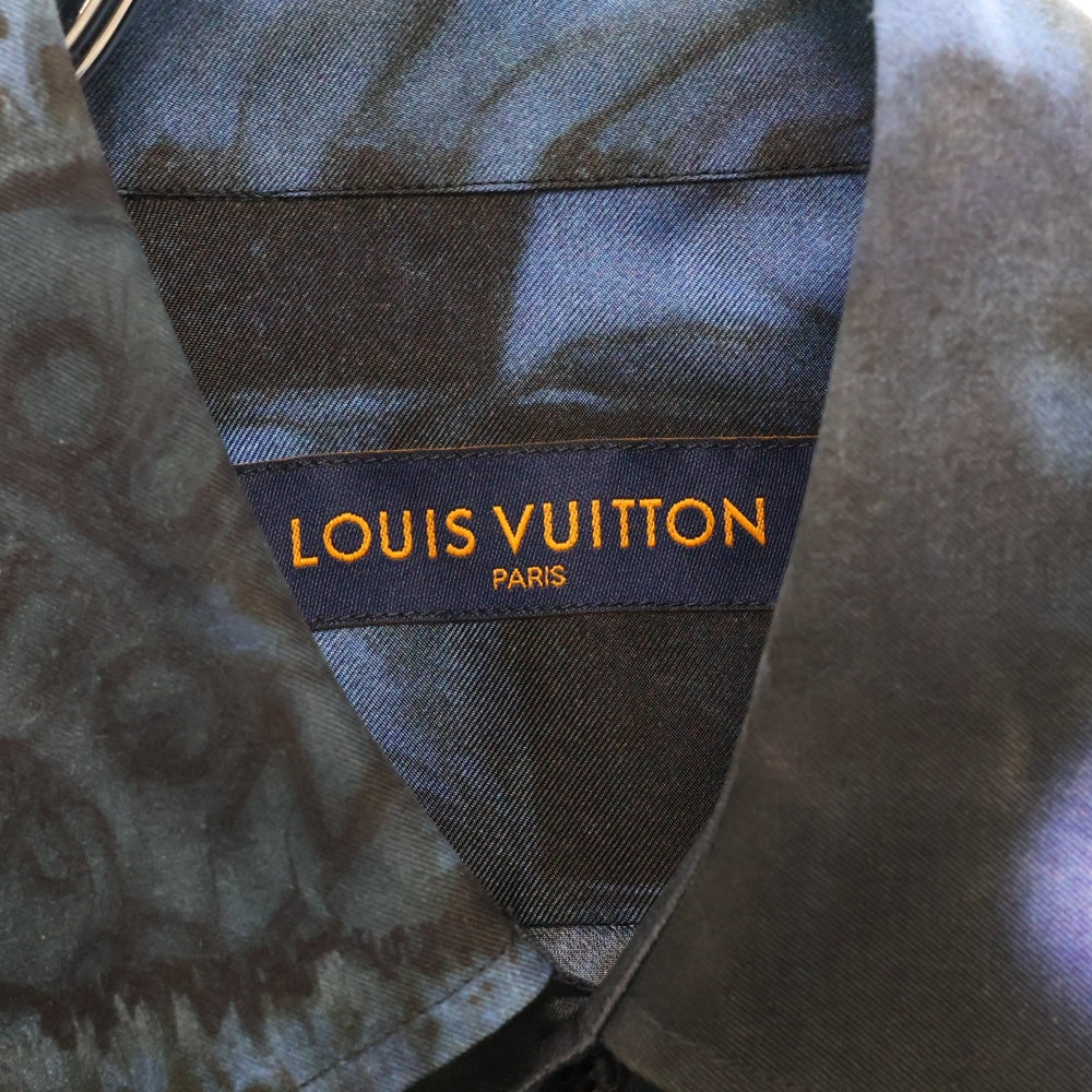 LOUIS VUITTON(ルイヴィトン) 21AW LVソルト ダミエ シルク 長袖シャツ ネイビー RM212M DR1 HLS17W