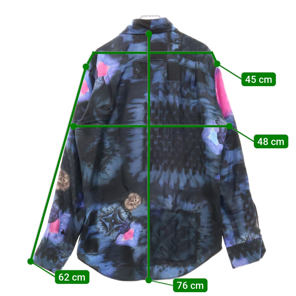 LOUIS VUITTON(ルイヴィトン) 21AW LVソルト ダミエ シルク 長袖シャツ ネイビー RM212M DR1 HLS17W