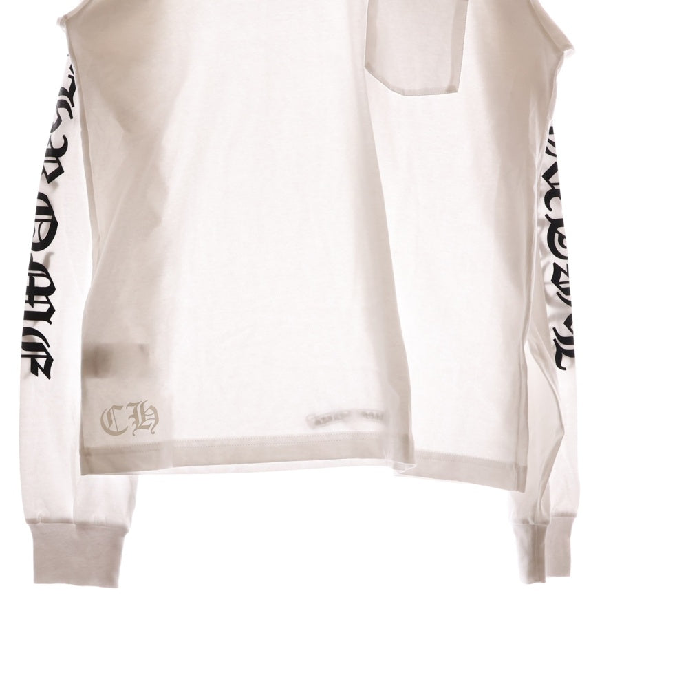 CHROME HEARTS(クロムハーツ) Neck Logo L/S Tee ネックロゴ プリント長袖Tシャツ カットソー ホワイト