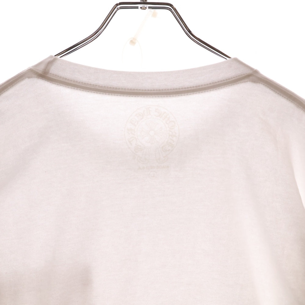 CHROME HEARTS(クロムハーツ) Neck Logo L/S Tee ネックロゴ プリント長袖Tシャツ カットソー ホワイト