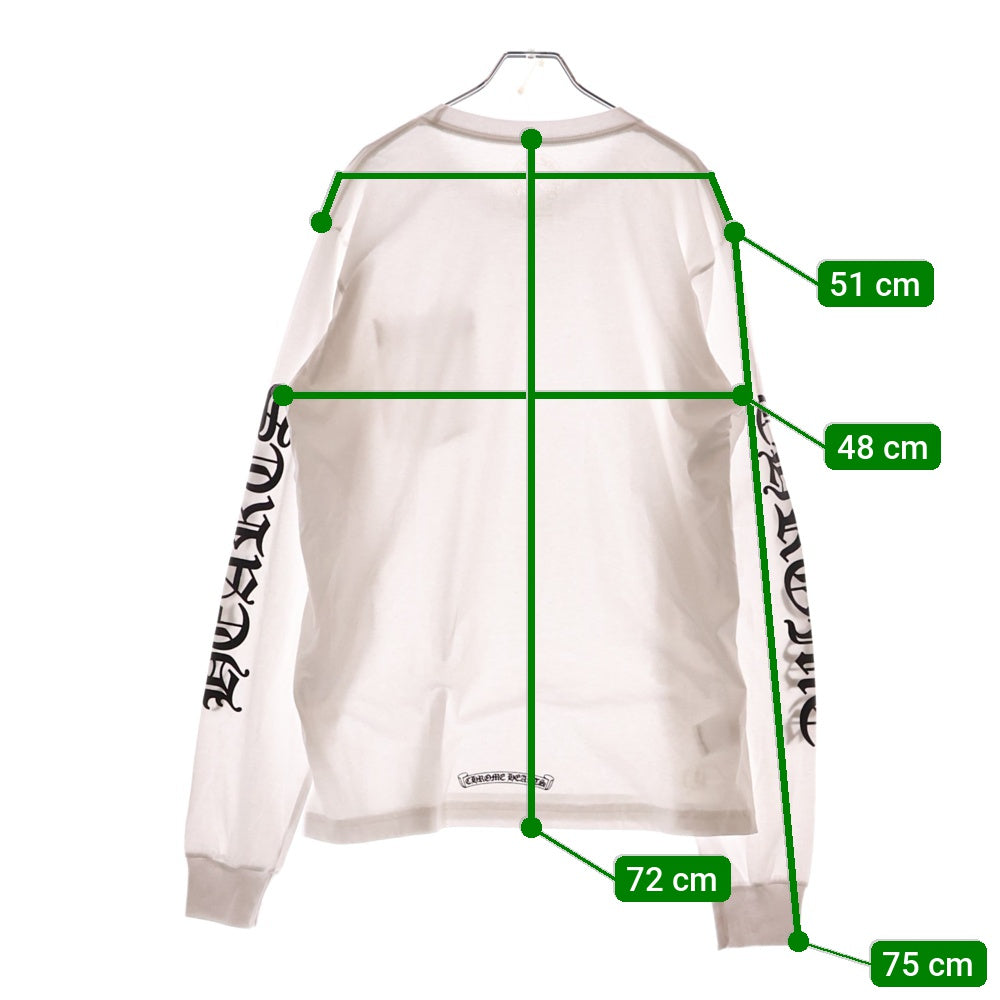 CHROME HEARTS(クロムハーツ) Neck Logo L/S Tee ネックロゴ プリント長袖Tシャツ カットソー ホワイト
