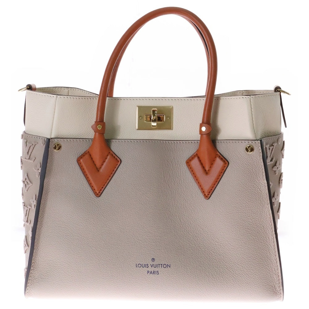 LOUIS VUITTON(ルイヴィトン) モノグラム オンマイサイドMM ガレ 2WAY レザー ハンドバッグ ショルダーバッグ ベージュ×ブラウン レディース M53825