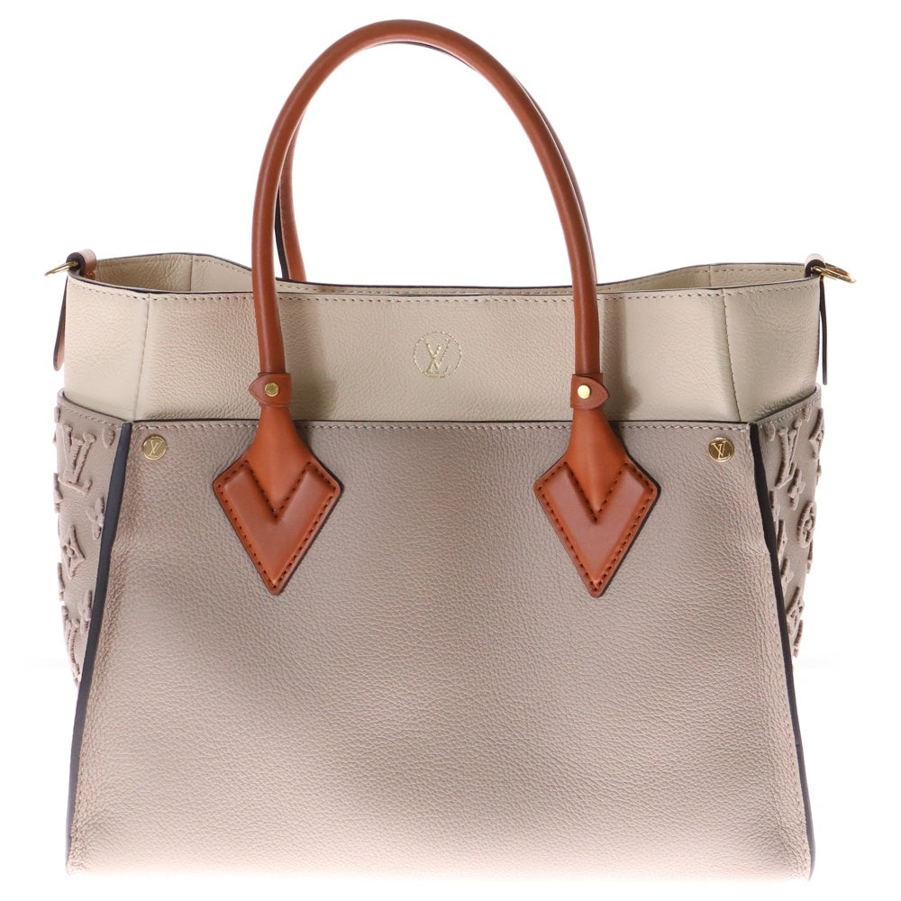 LOUIS VUITTON(ルイヴィトン) モノグラム オンマイサイドMM ガレ 2WAY レザー ハンドバッグ ショルダーバッグ ベージュ×ブラウン レディース M53825
