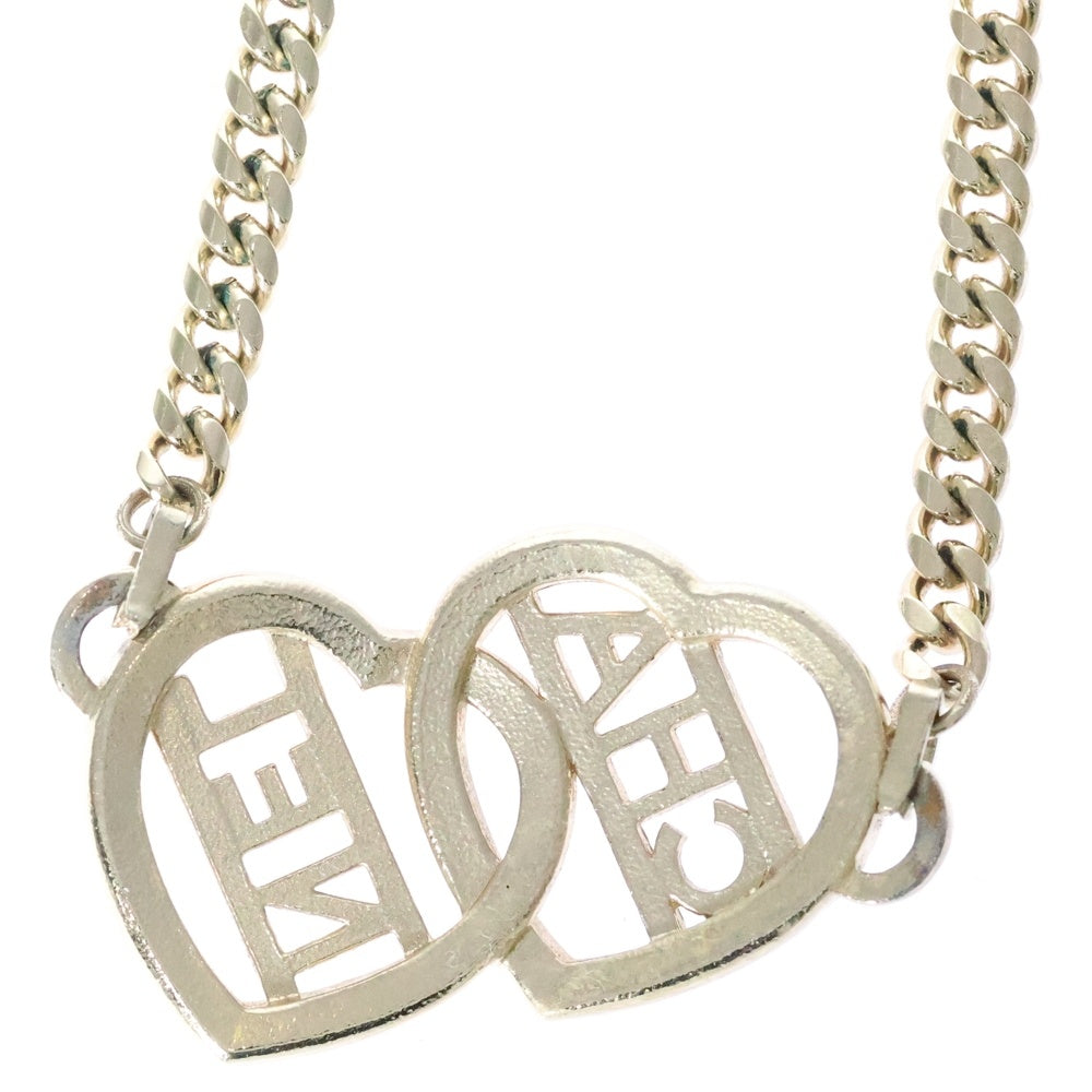 CHANEL(シャネル) ハート ラインストーン ロゴ ネックレス ゴールド GP アクセサリー