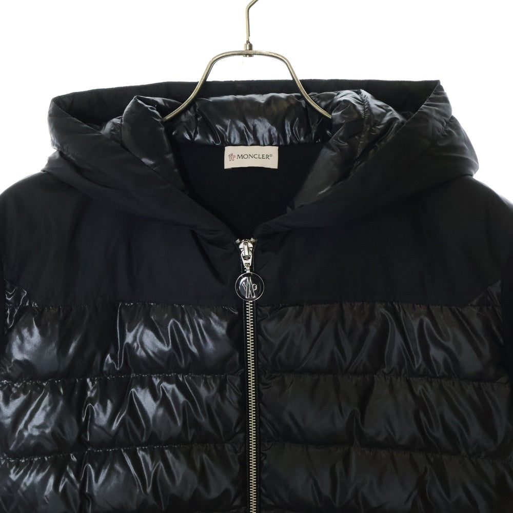 MONCLER(モンクレール) 22SS CARDIGAN TRICOT コットンニット切り替え ジップアップ フーデッド ダウンジャケット ブラック H10919B00019 M1393