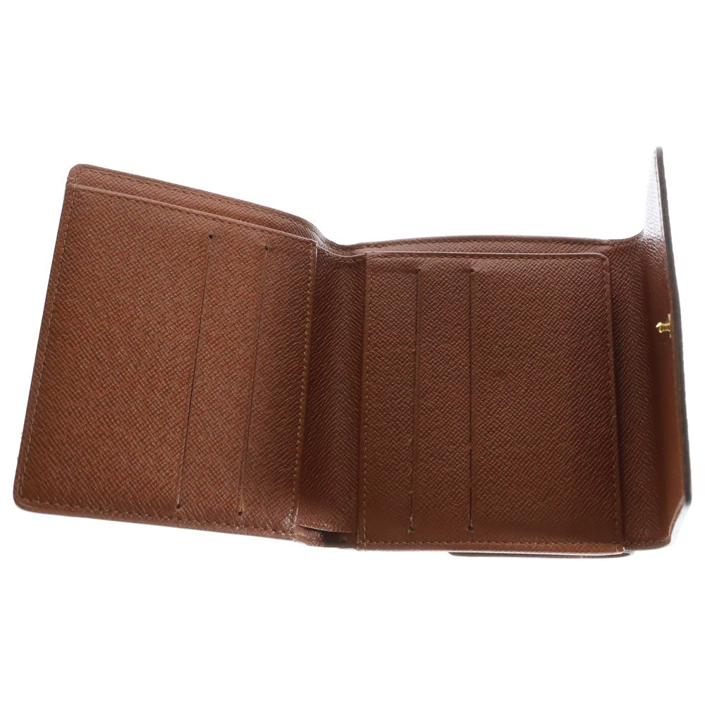 LOUIS VUITTON(ルイヴィトン) モノグラム ポルトモネビエカルトクレディ コンパクトウォレット 三つ折り財布 コインケース ブラウン ゴールド金具 PVC M61652