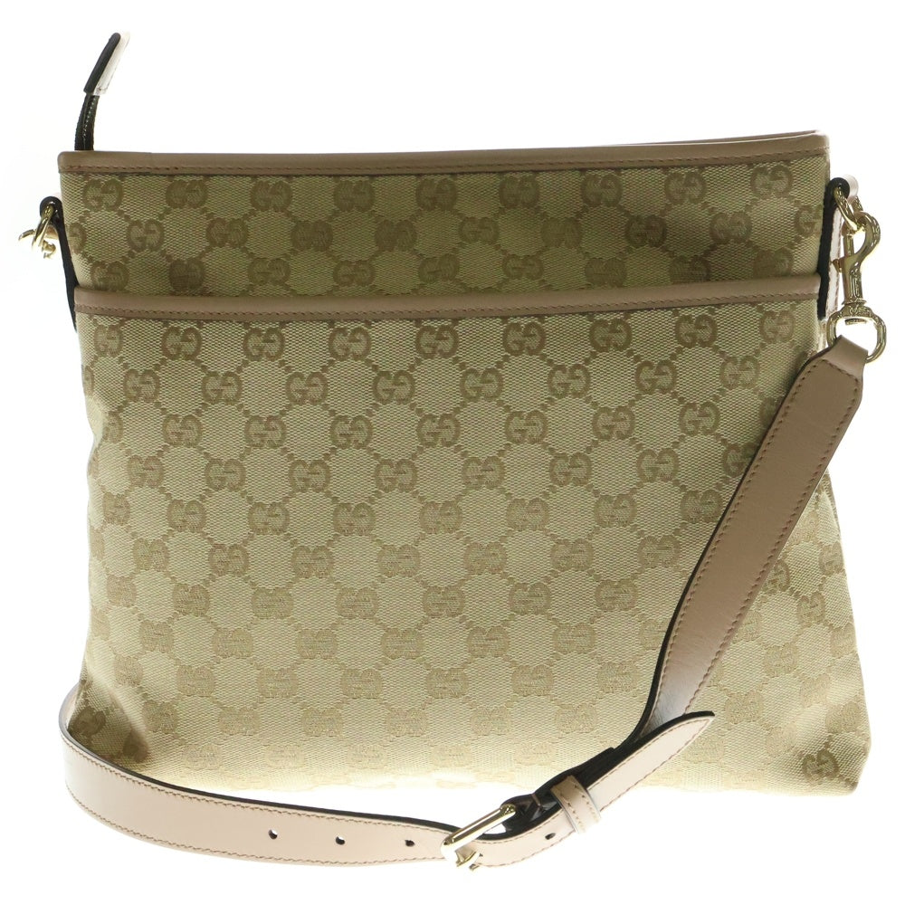 GUCCI(グッチ) GGキャンバス ショルダーバッグ メッセンジャーバッグ ゴールド金具 ベージュ キャンバス×レザー 388924