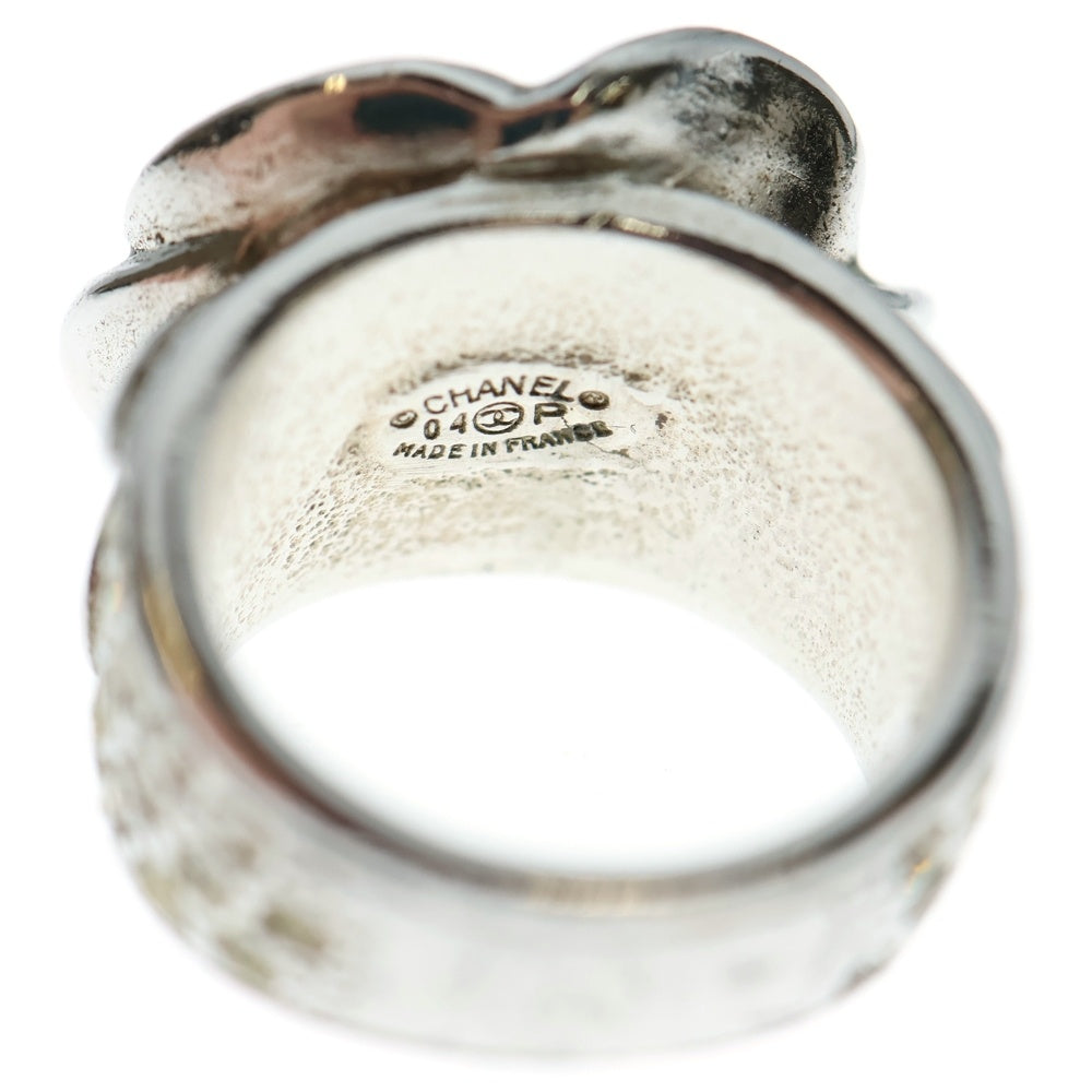 「ジャンク品」CHANEL シャネル　ロゴ　ラインストーンリング　シルバー　指輪 ジャンク品」CHANEL シャネル ロゴ ラインストーンリング