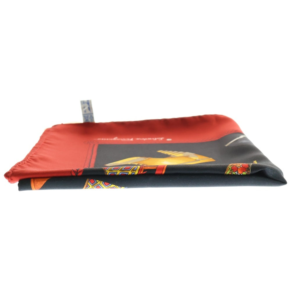 FERRAGAMO(フェラガモ) シューズ柄プリント シルク スカーフ ブラック