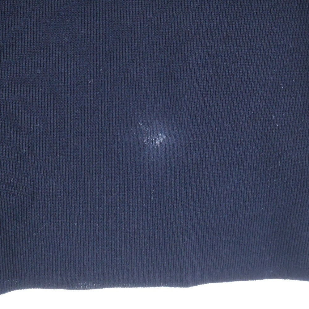 FERRAGAMO(フェラガモ) ゴールドボタン クルーネック ハーフスリーブ 五分袖 コットンニット ポロシャツ ネイビー