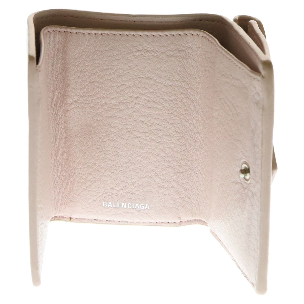 BALENCIAGA(バレンシアガ) ペーパーミニウォレット コンパクトウォレット 三つ折り財布 コインケース ライトピンク レザー 391446