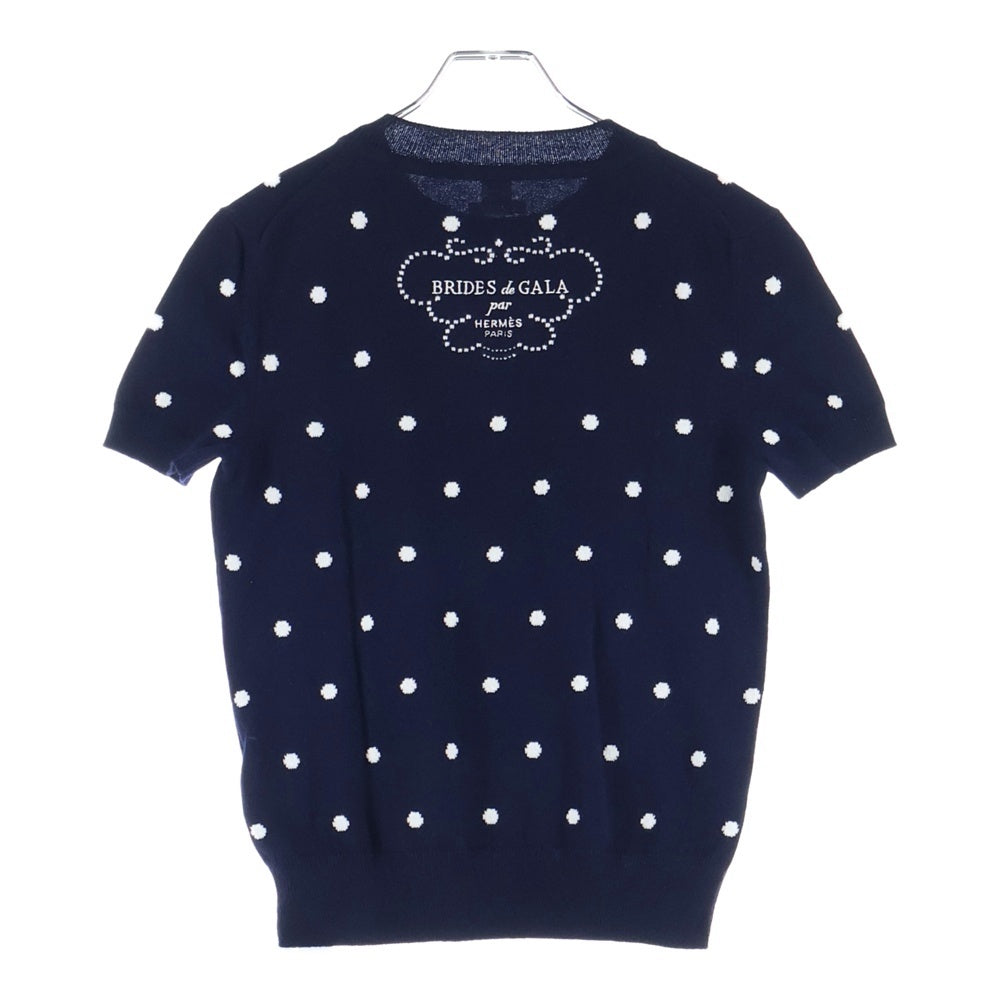 エルメス　ブリッド ドゥ ガラ カシミヤニット　38 HERMES(エルメス) BRIDES de GALA ブリッドドゥガラ ドット柄