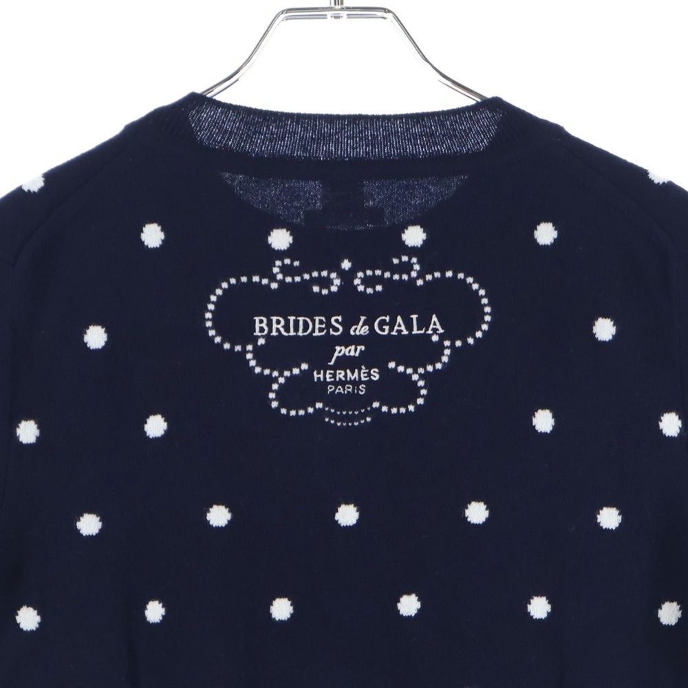 エルメス　ブリッド ドゥ ガラ カシミヤニット　38 HERMES(エルメス) BRIDES de GALA ブリッドドゥガラ ドット柄