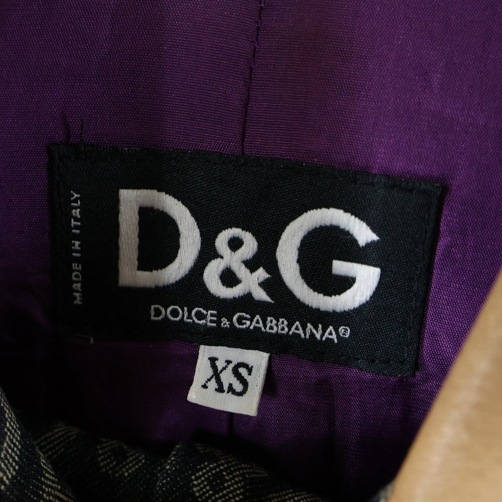 D&G(ディーアンドジー) DGロゴ総柄ジャガード スナップボタン コート インディゴ/ブラウン レディース