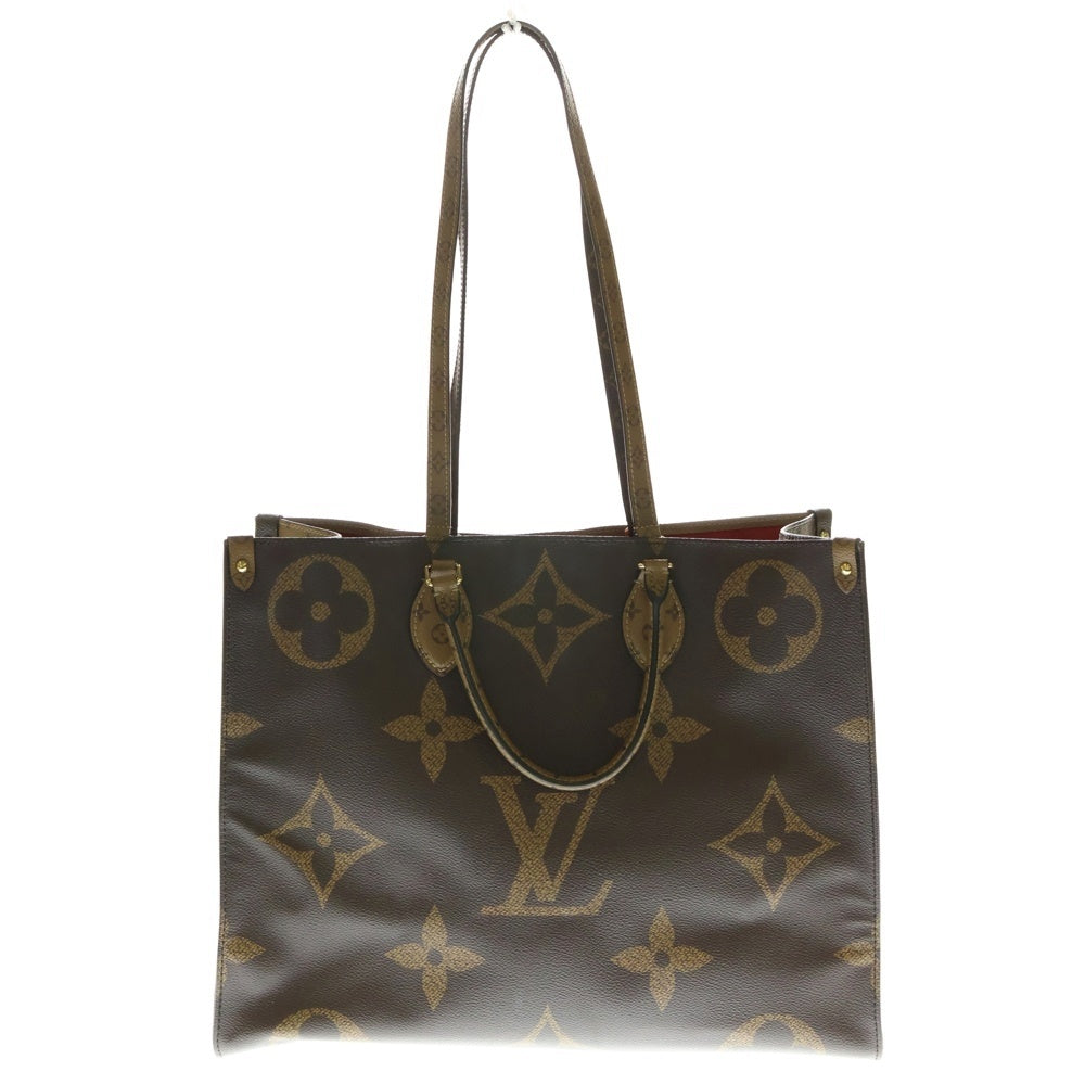 LOUIS VUITTON(ルイヴィトン) オンザゴーGM モノグラム ジャイアント リバース PVC レザー 2WAY ハンド ショルダー トートバッグ ゴールド金具 ブラウン M44576