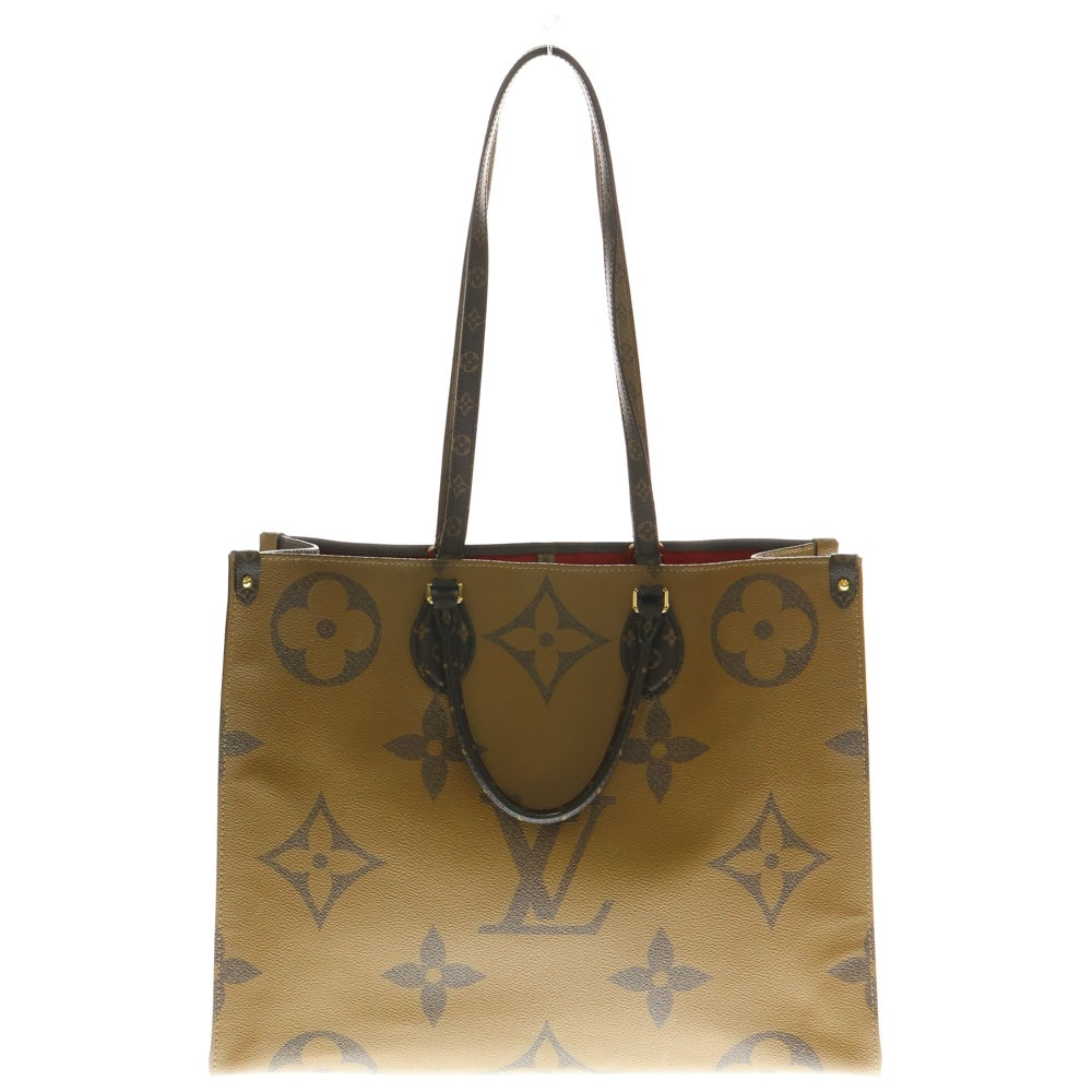LOUIS VUITTON(ルイヴィトン) オンザゴーGM モノグラム ジャイアント リバース PVC レザー 2WAY ハンド ショルダー トートバッグ ゴールド金具 ブラウン M44576