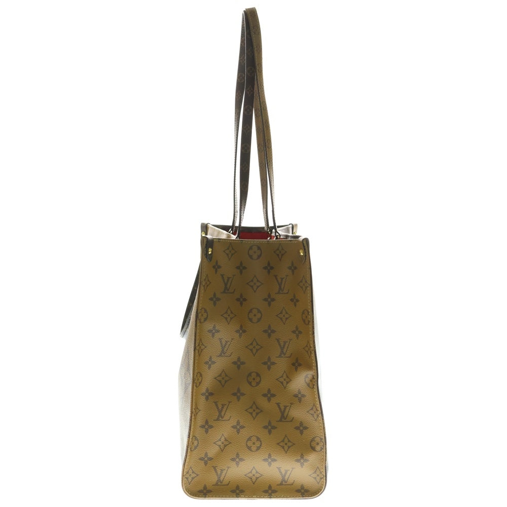 LOUIS VUITTON(ルイヴィトン) オンザゴーGM モノグラム ジャイアント リバース PVC レザー 2WAY ハンド ショルダー トートバッグ ゴールド金具 ブラウン M44576