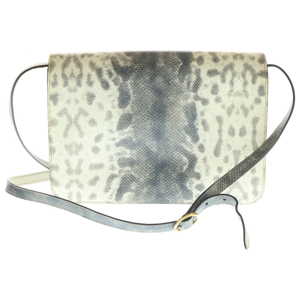 GUCCI(グッチ) ホースビット ショルダーバッグ パイソン ホワイト×グレー ゴールド金具 317636