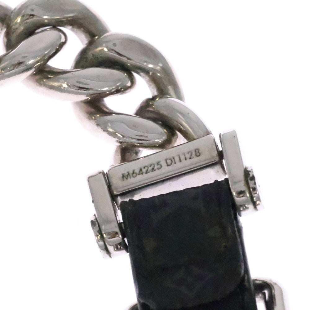 LOUIS VUITTON(ルイヴィトン) モノグラム エクリプス チェーンブレスレット シルバー×ブラック レザー M64225
