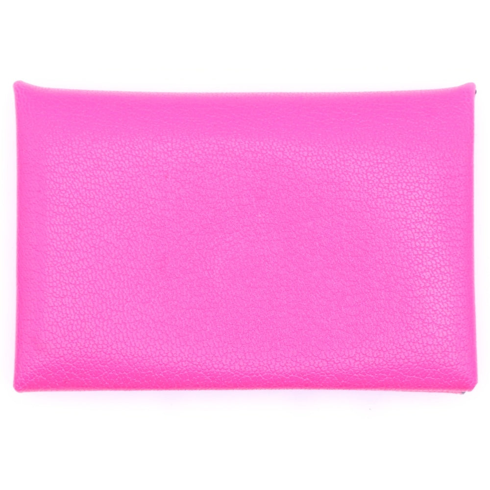 HERMES(エルメス) カルヴィ ローズエクストリーム シェーブル レザー カード コインケース U刻印 ピンク