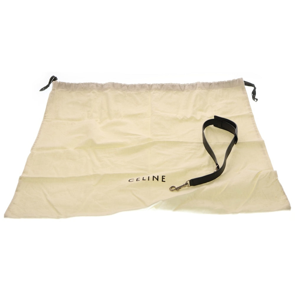 CELINE(セリーヌ) トラペーズ ミディアム レザー 2WAY ハンド ショルダーバッグ シルバー金具 ブラック/ベージュ