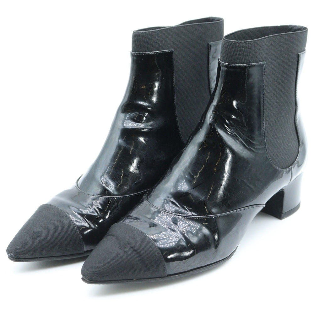 CHANEL(シャネル) ヒールロゴプレート パテントレザー サイドゴア