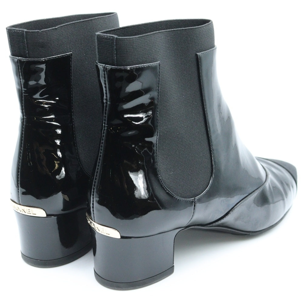 CHANEL(シャネル) ヒールロゴプレート パテントレザー サイドゴア