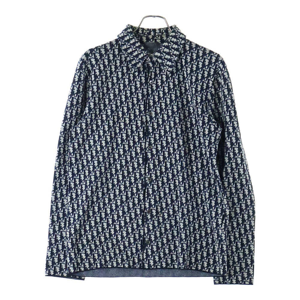 DIOR(ディオール) 20SS オブリーク総柄ジャガード コットンニット 長袖シャツ ネイビー 023M550AT099