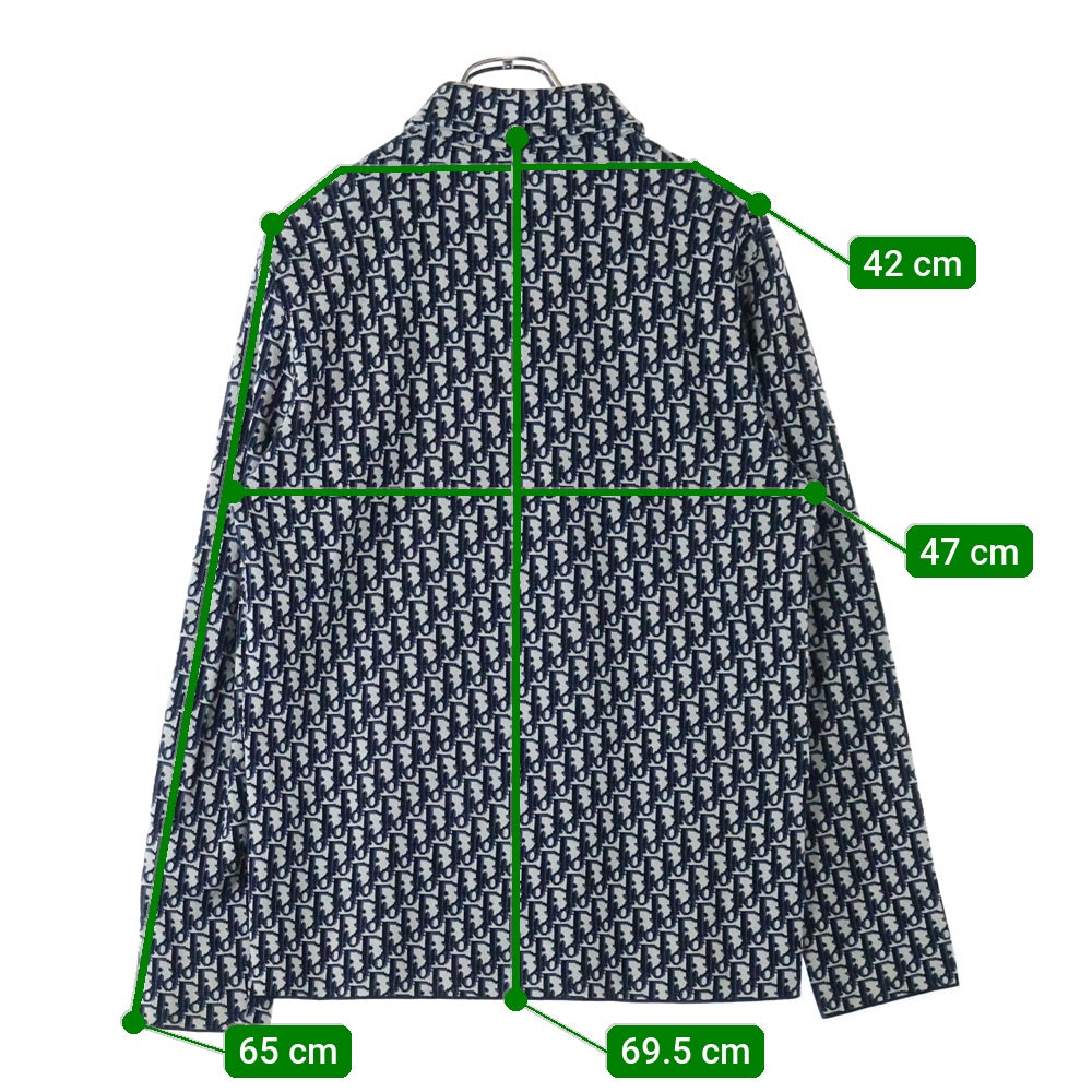 DIOR(ディオール) 20SS オブリーク総柄ジャガード コットンニット 長袖シャツ ネイビー 023M550AT099