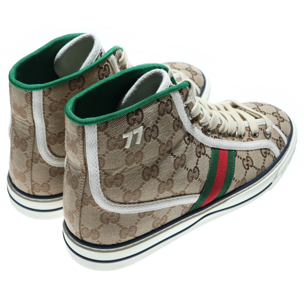 GUCCI(グッチ) TENNIS 1977 テニス GGキャンバス シェリーライン レースアップ ハイカットシューズ スニーカー ベージュ/グリーン