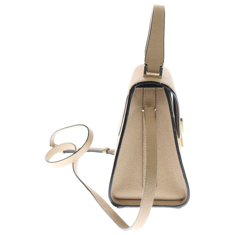 Valextra(ヴァレクストラ) イジィデ ミニ レザー 2WAY ハンド ショルダー バッグ ゴールド金具 ベージュ レディース