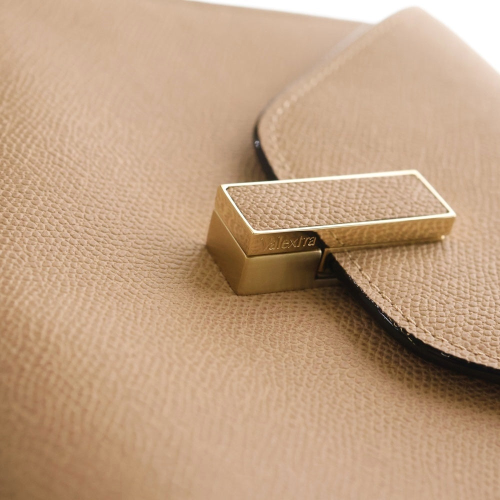 Valextra(ヴァレクストラ) イジィデ ミニ レザー 2WAY ハンド ショルダー バッグ ゴールド金具 ベージュ レディース