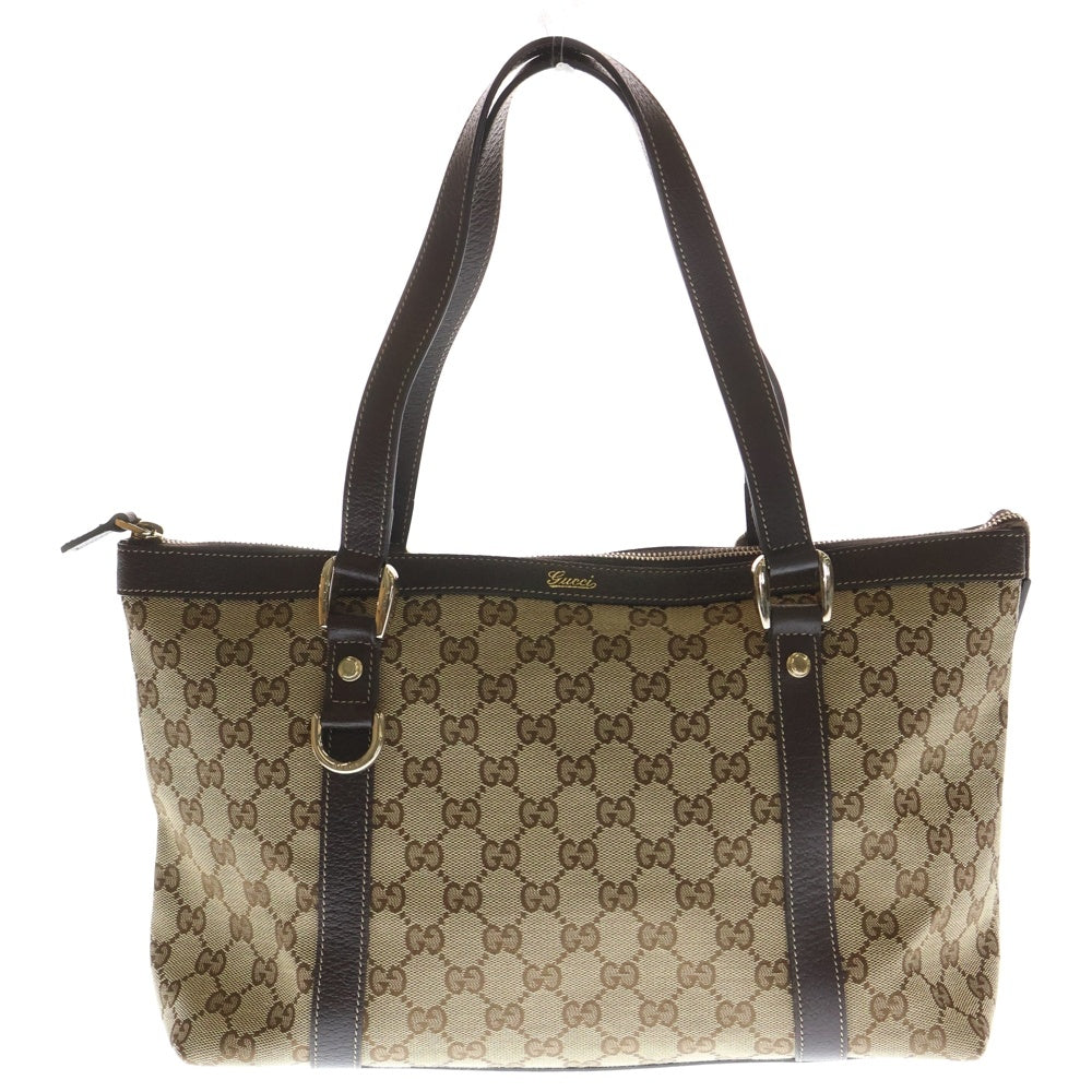 GUCCI(グッチ) GGキャンバス アビー トートバッグ ハンドバッグ ベージュ×ブラウン 141470 シルバー金具