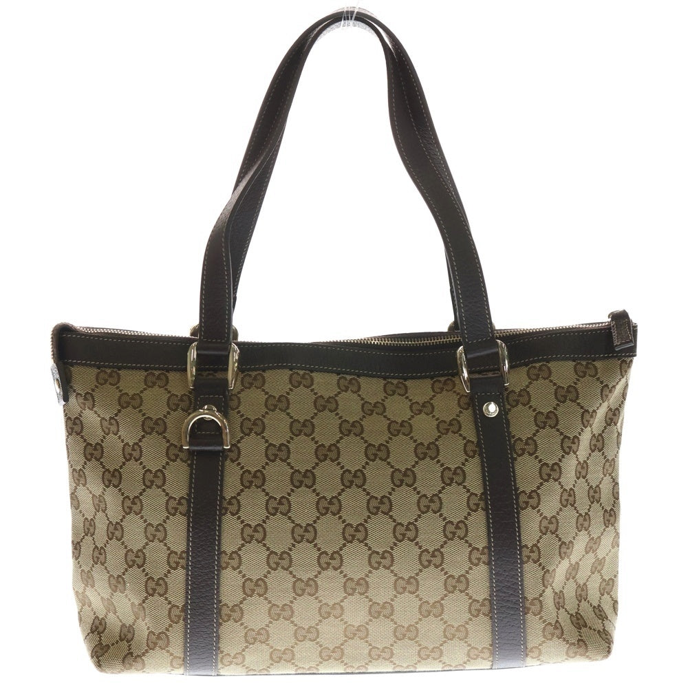 GUCCI(グッチ) GGキャンバス アビー トートバッグ ハンドバッグ ベージュ×ブラウン 141470 シルバー金具