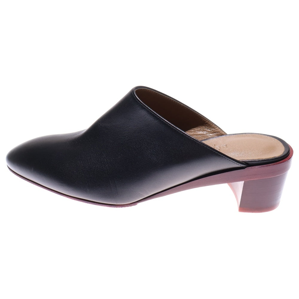 HERMES(エルメス) レザー ヒール サボサンダル ミュール シューズ ブラック レディース