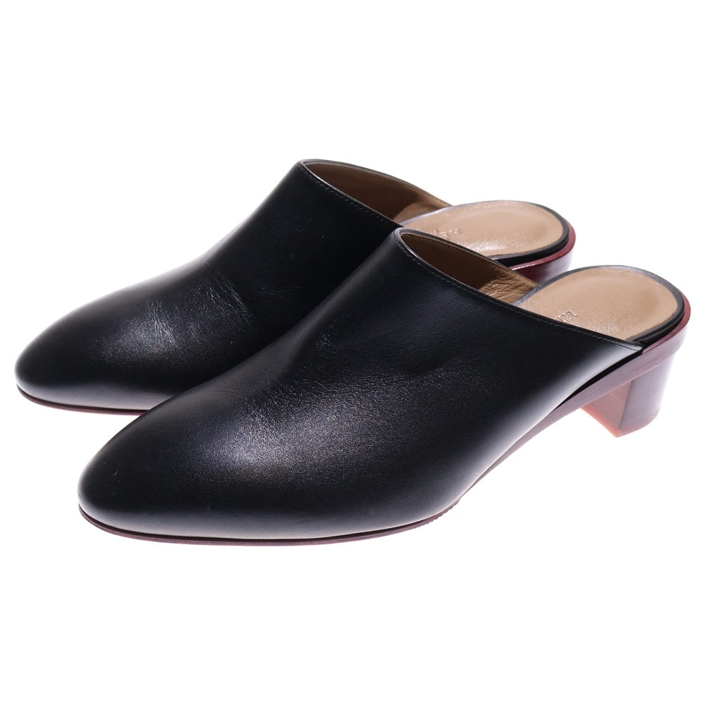 HERMES(エルメス) レザー ヒール サボサンダル ミュール シューズ ブラック レディース