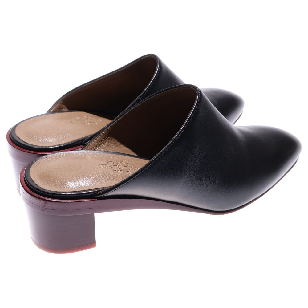 HERMES(エルメス) レザー ヒール サボサンダル ミュール シューズ ブラック レディース