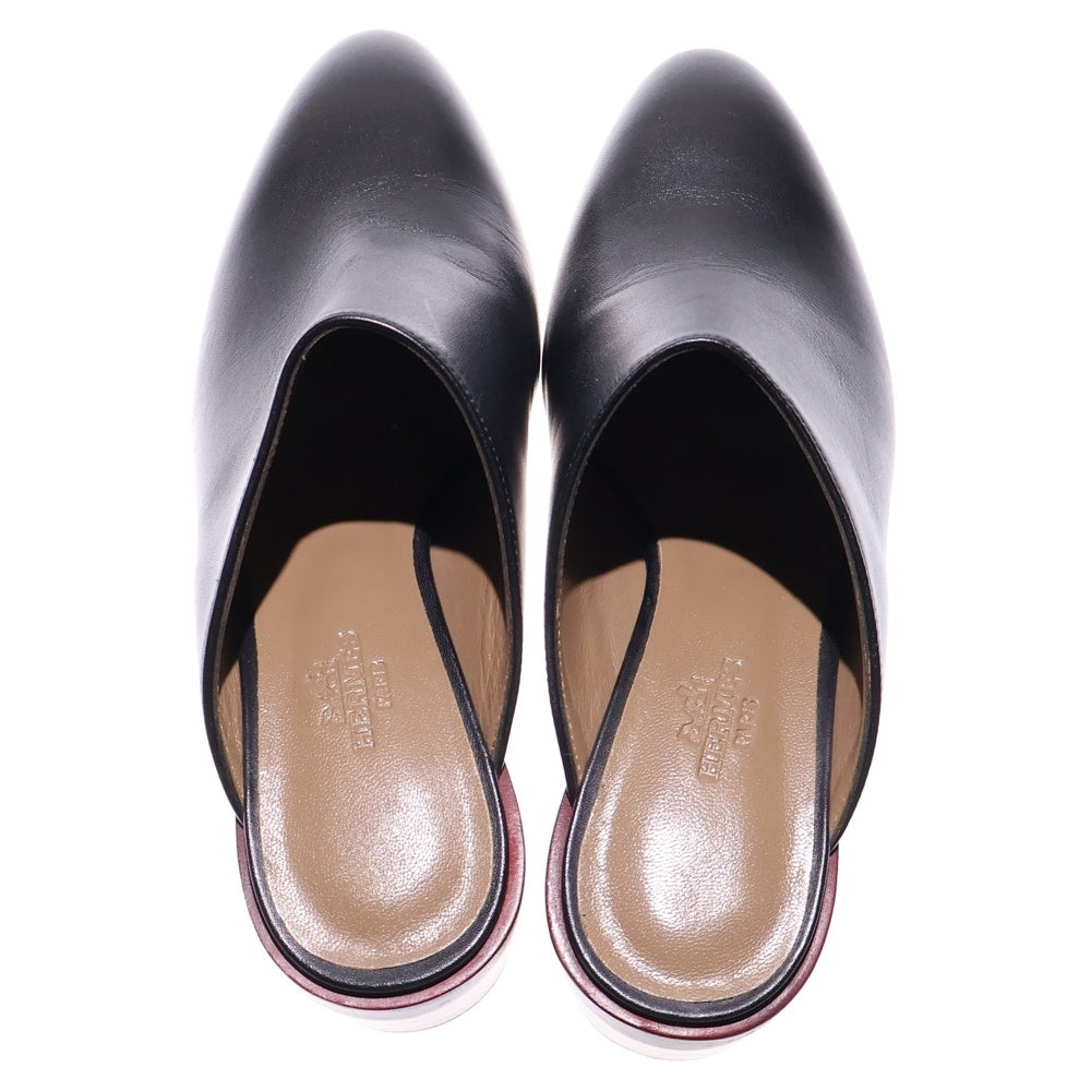 HERMES(エルメス) レザー ヒール サボサンダル ミュール シューズ ブラック レディース