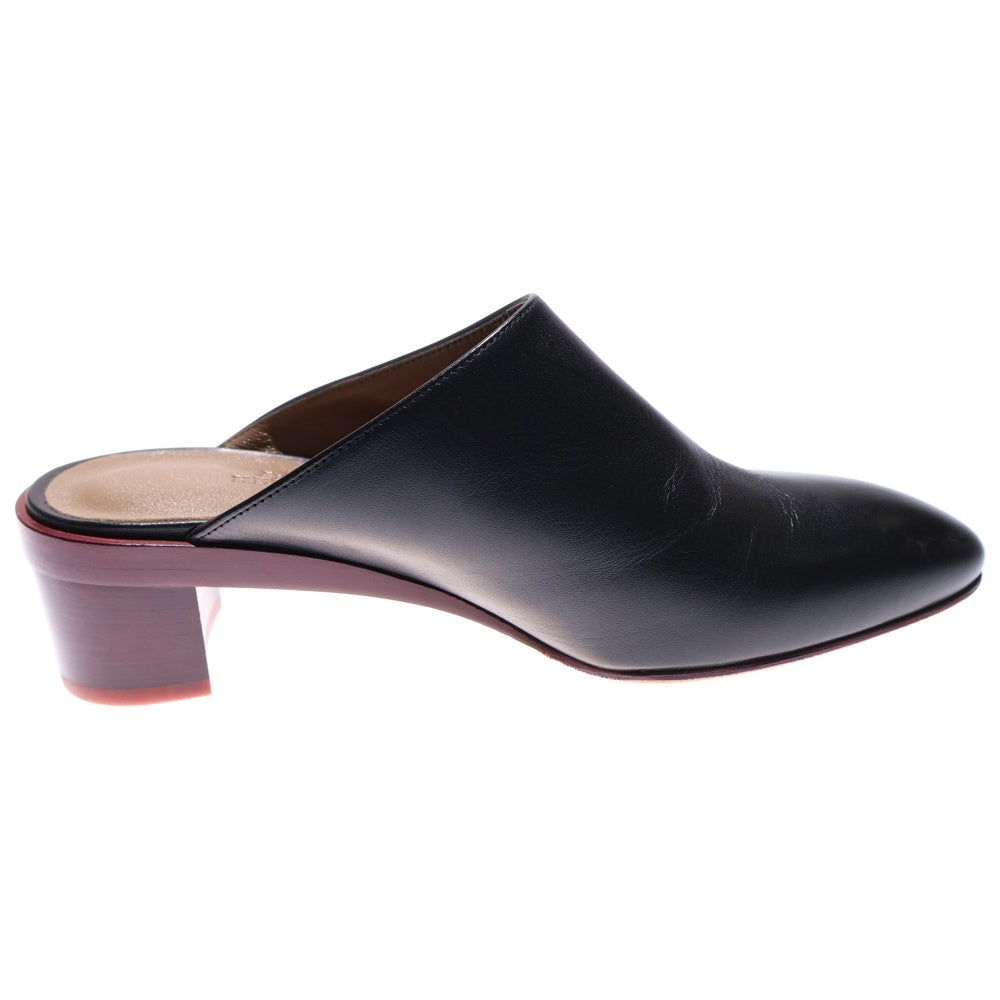 HERMES(エルメス) レザー ヒール サボサンダル ミュール シューズ ブラック レディース