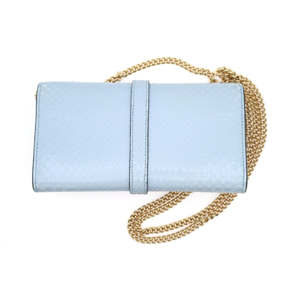 GUCCI(グッチ) チェーンウォレット ショルダーバッグ パイソン ライトブルー 652681 レディース