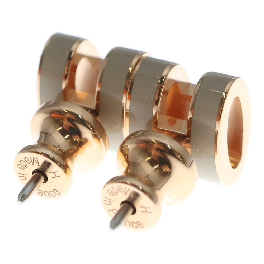 HERMES(エルメス) ミニポップアッシュ ピアス ピンクゴールド×ホワイト レディース