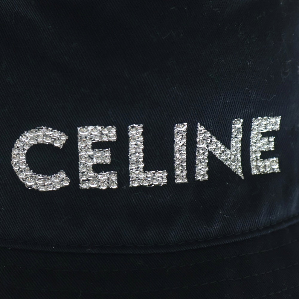 CELINE(セリーヌ) スタッズロゴ バケットハット 帽子 ブラック コットン L 2AUO7968P レディース
